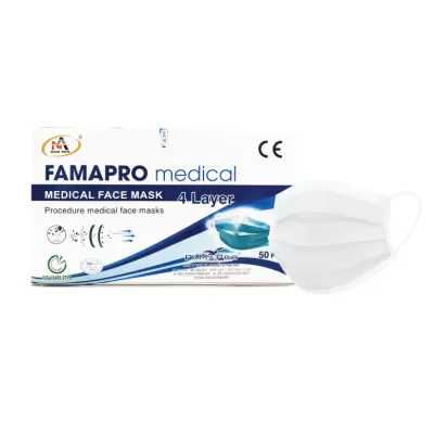 Khẩu Trang Y Tế 4 Lớp Nam Anh Trắng Hộp 50 Cái